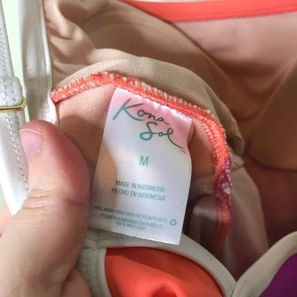 Kona Sol Colorblock One Piece Swimsuit Size M - Picture 5 of 6